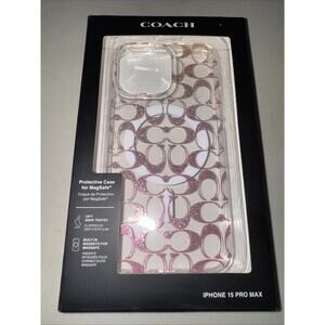 Coach Protective Case with Magsafe For iPhone 15 Pro Max Logo Ombré Pink